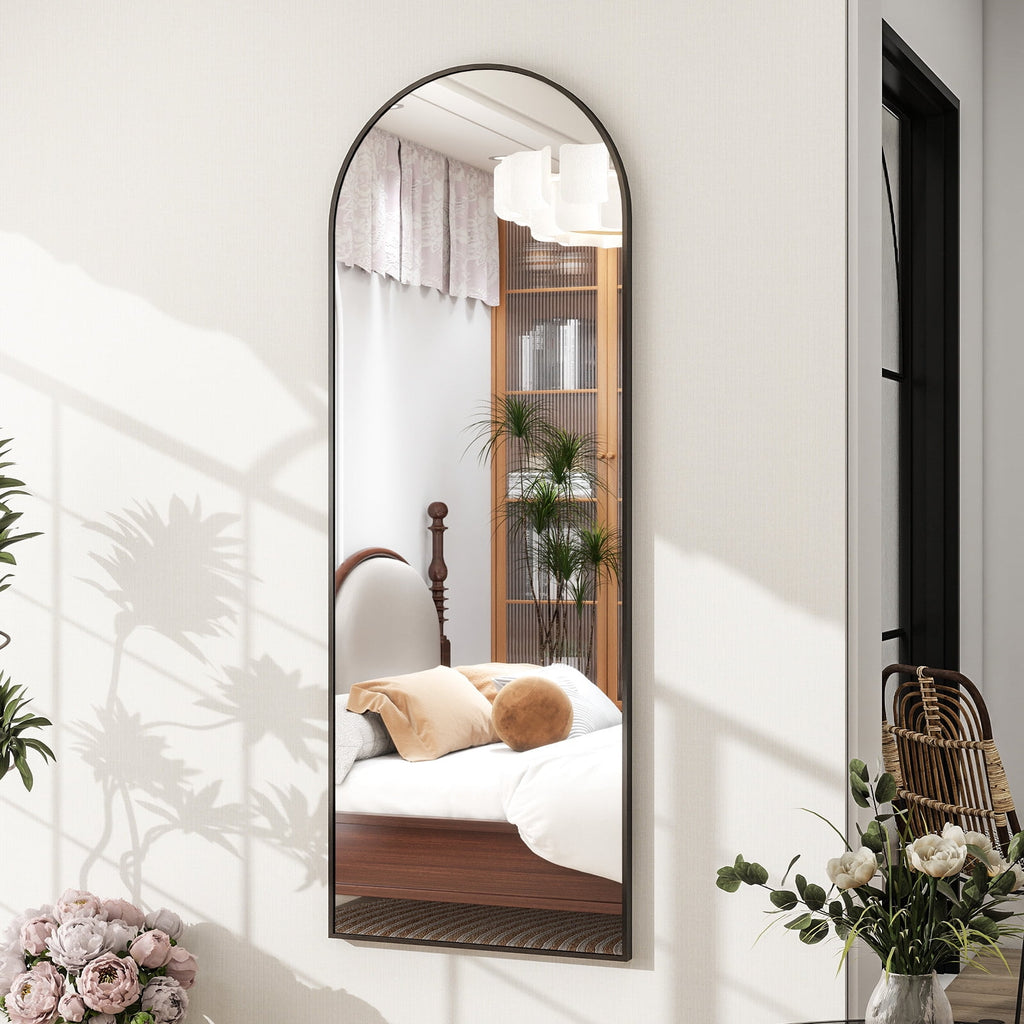 Anyrose 59"x16.3" Arched Full Length Floor Mirror Wall-Mounted Leaning Mirror, Black