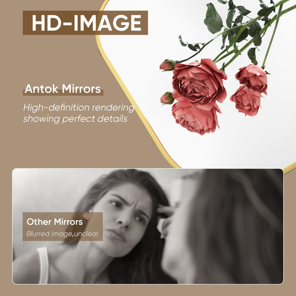 Antok 58"x21.1" Floor Mirror, Arched Full Body Standing Mirror for Bedroom & Living Room, Gold