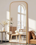 Antok 58"x21.1" Floor Mirror, Arched Full Body Standing Mirror for Bedroom & Living Room, Gold